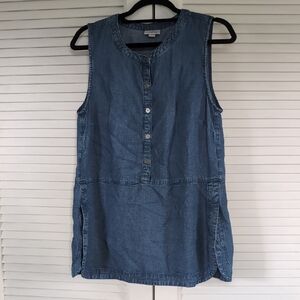 Denim Sleeveless Button-Up Jump dress